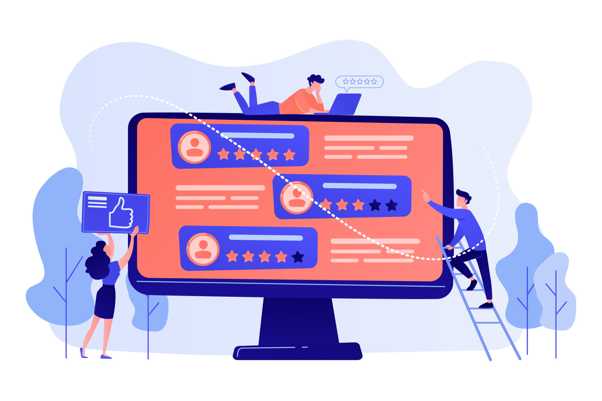 Rating site concept vector illustration. plateformes avis clients