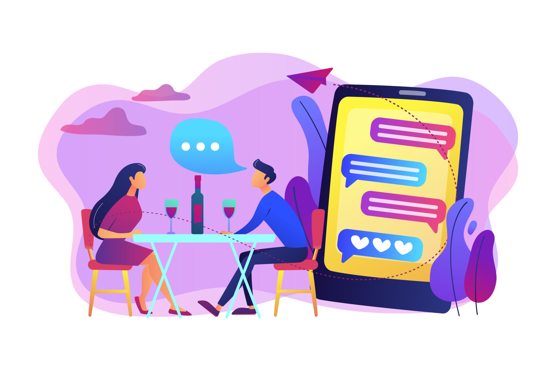 Blind date concept vector illustration. Plateformes réservation en ligne